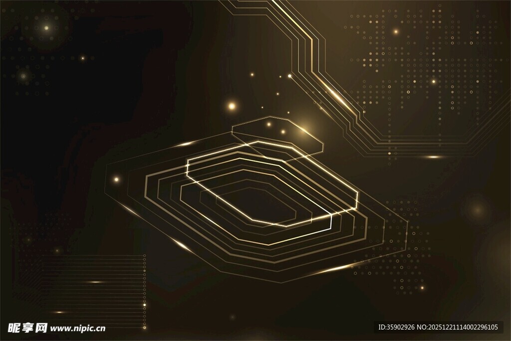 金色科技感几何抽象图案