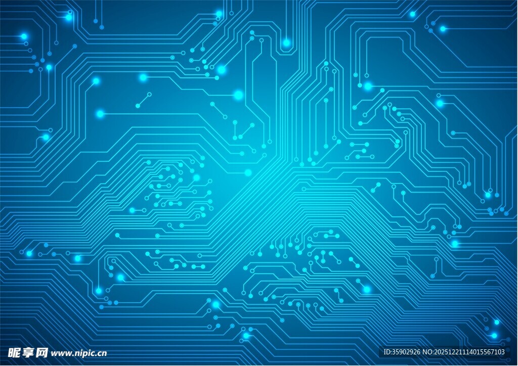 蓝色科技风电路板背景图