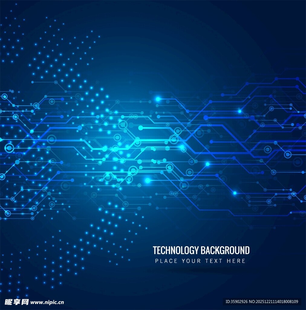 科技感蓝色抽象电路背景图