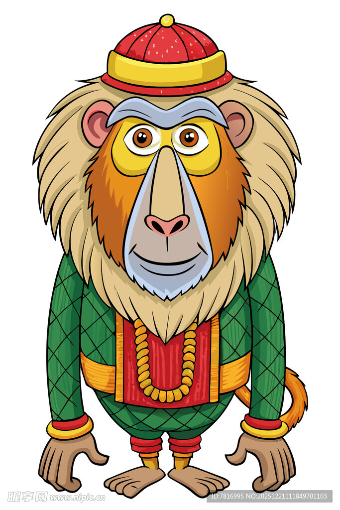 卡通猴形象的传统服饰装扮