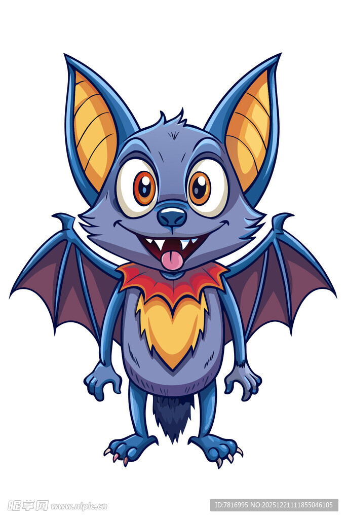 可爱蓝色小蝙蝠卡通形象
