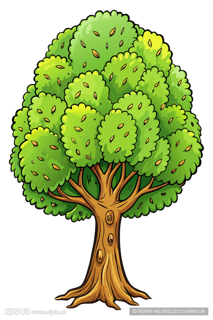 卡通风格的茂盛大树