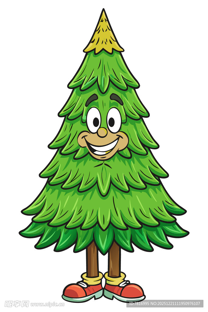 拟人化的欢乐圣诞树
