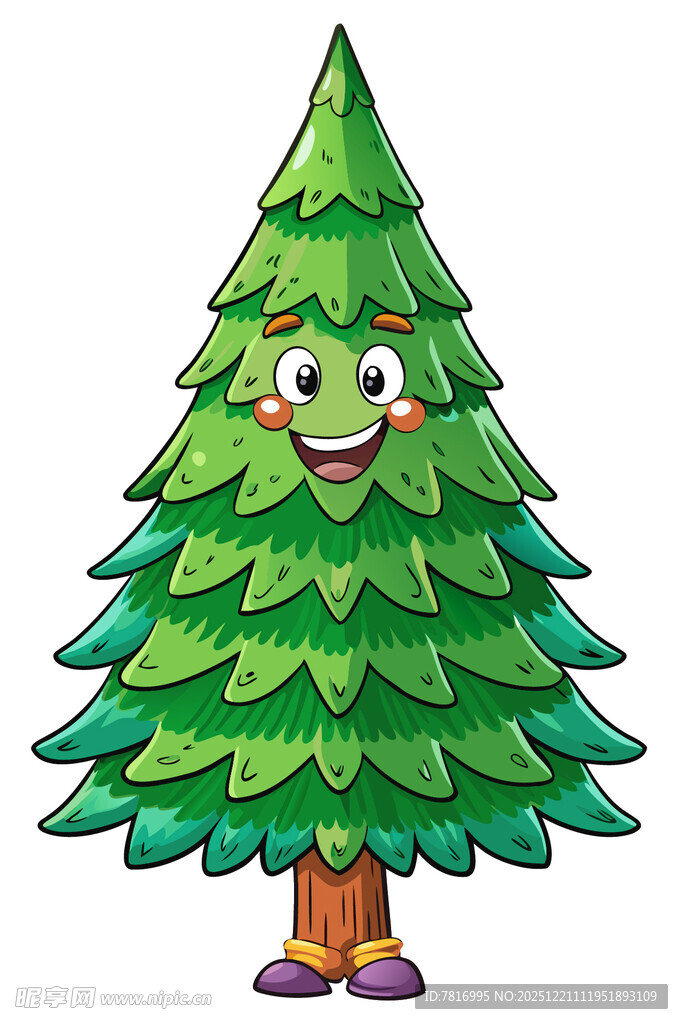 可爱拟人化绿色圣诞树