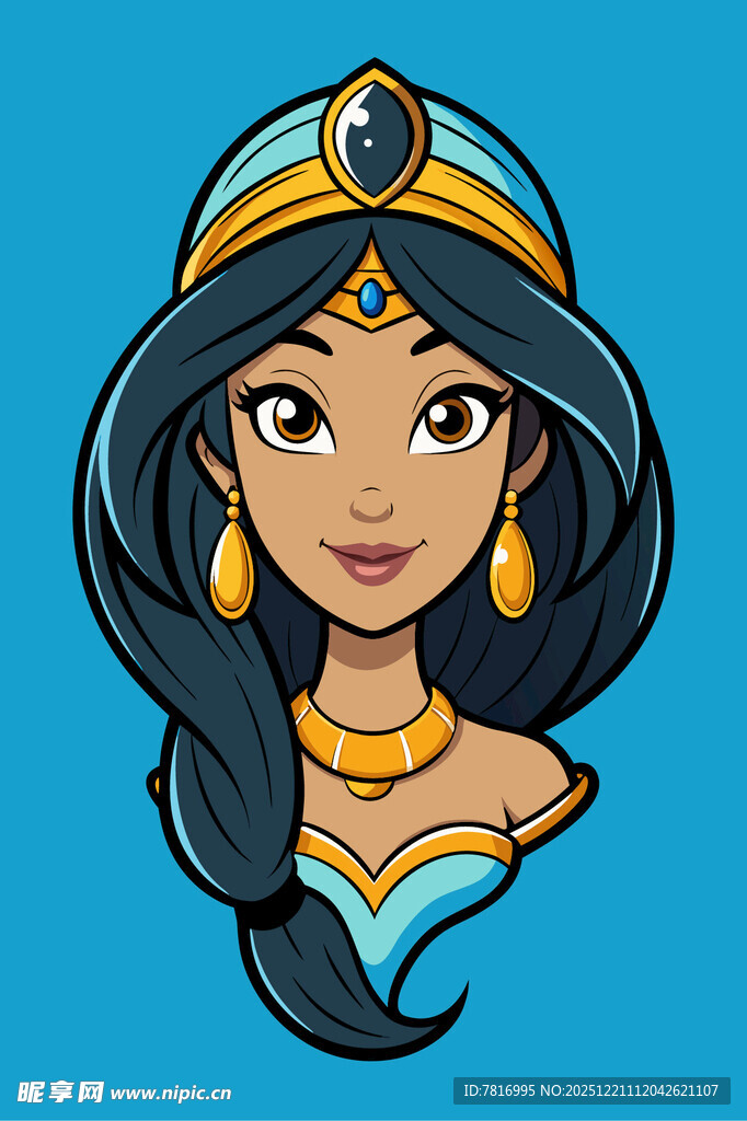 卡通风格阿拉伯公主形象