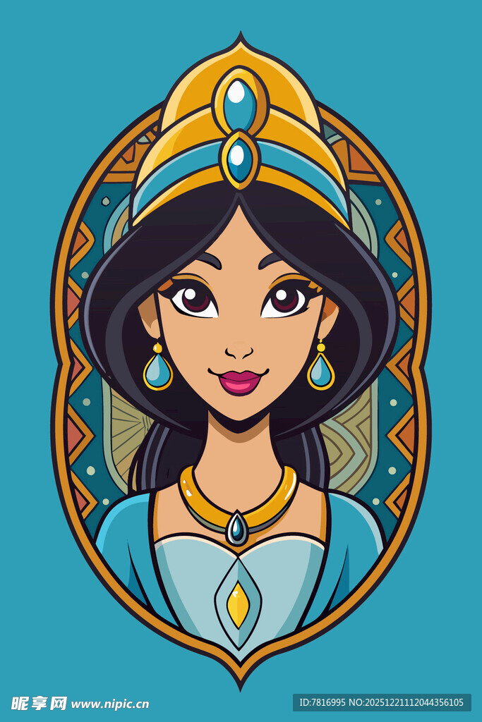 埃及风格卡通美女头像