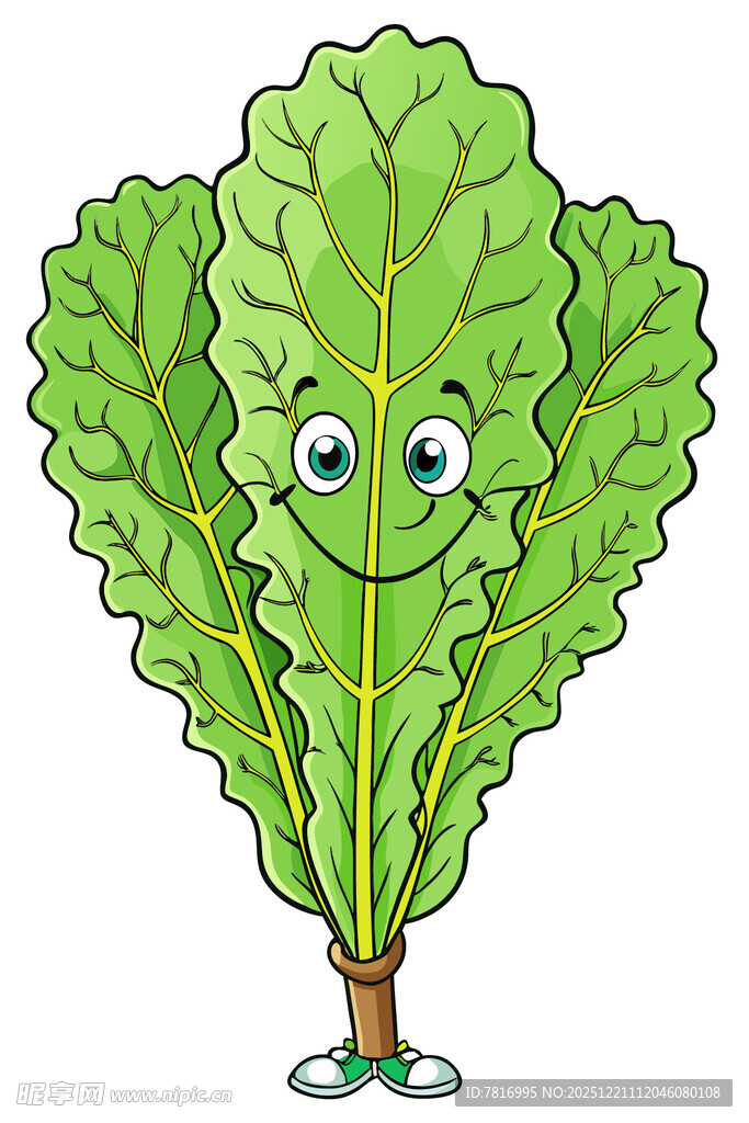 可爱拟人化绿叶蔬菜形象