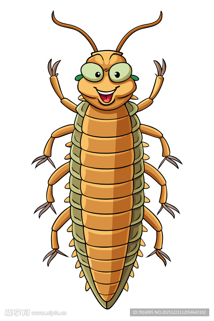 卡通形象的多足昆虫