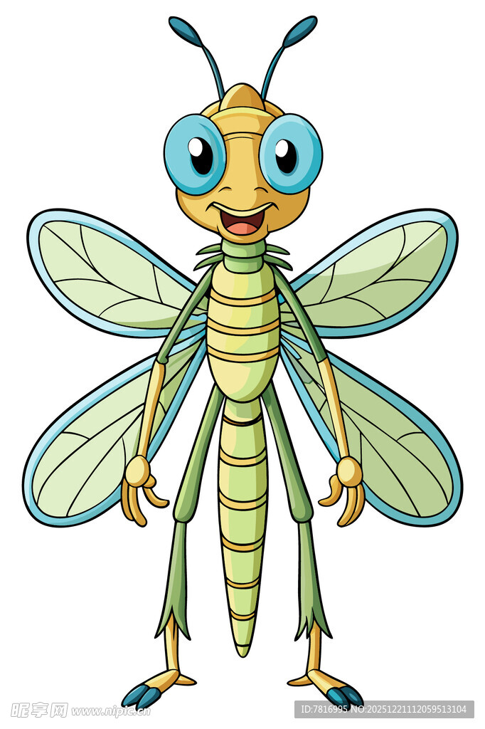 可爱卡通绿色昆虫形象