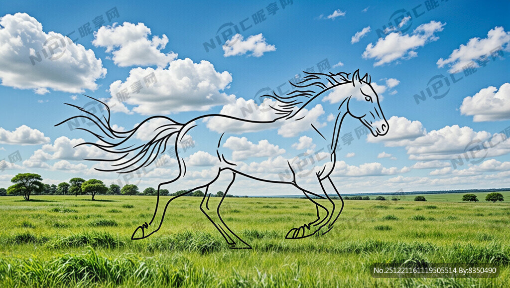 结合“马”的抽象线条