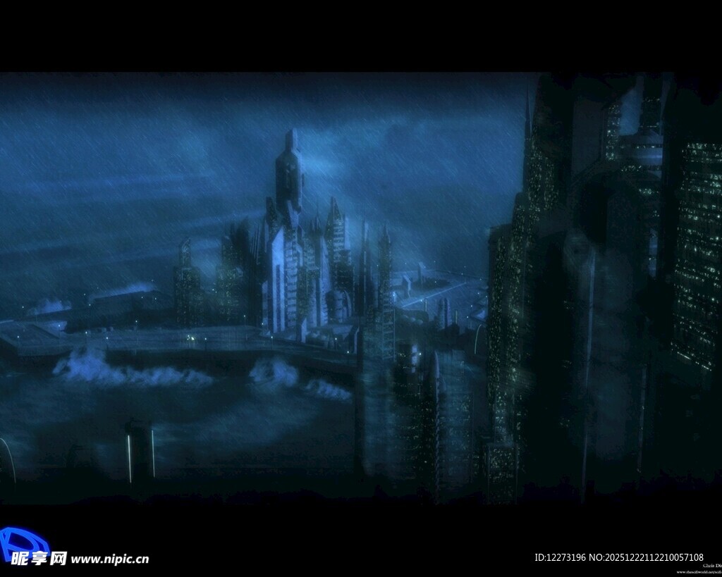 神秘梦幻的夜间城堡景观