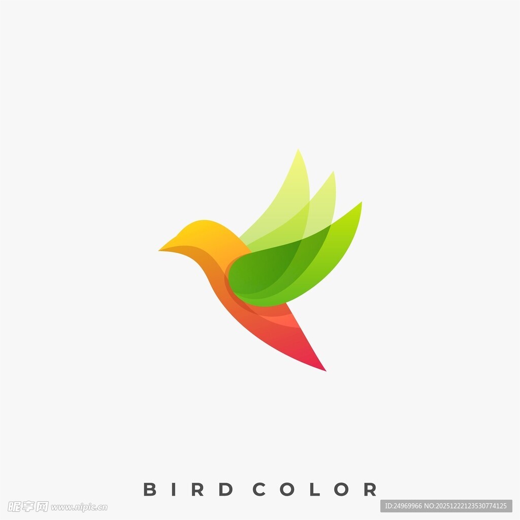 彩色飞鸟标志设计
