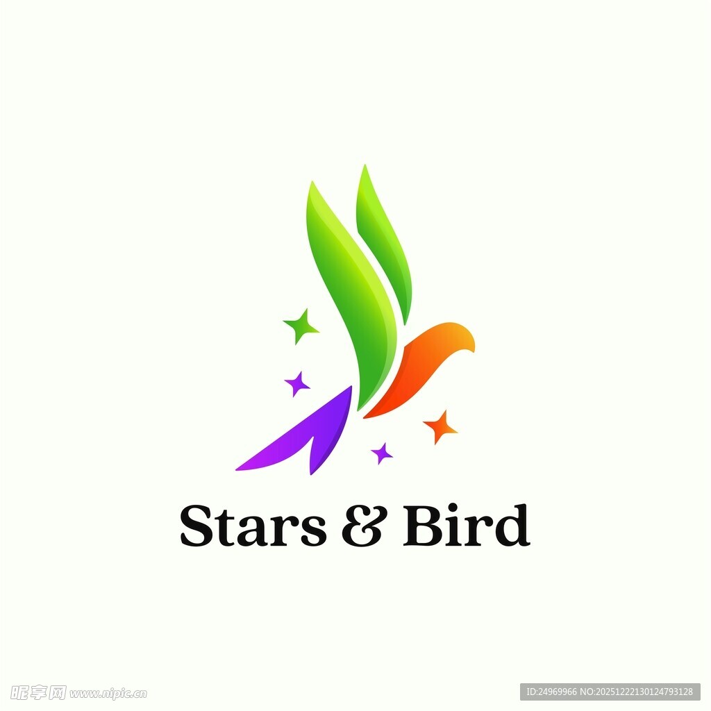 星星与飞鸟标志设计