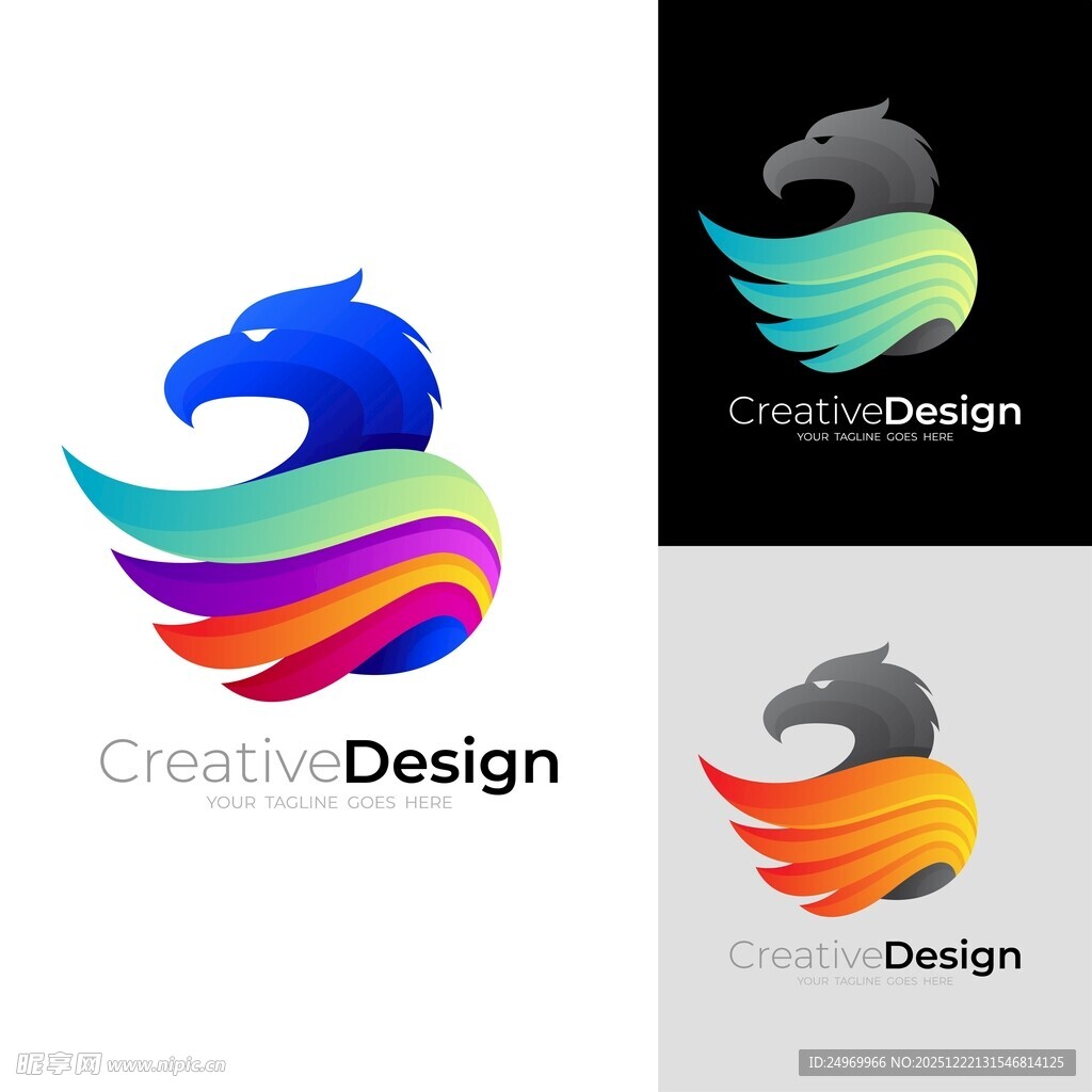 多彩凤凰创意标志设计