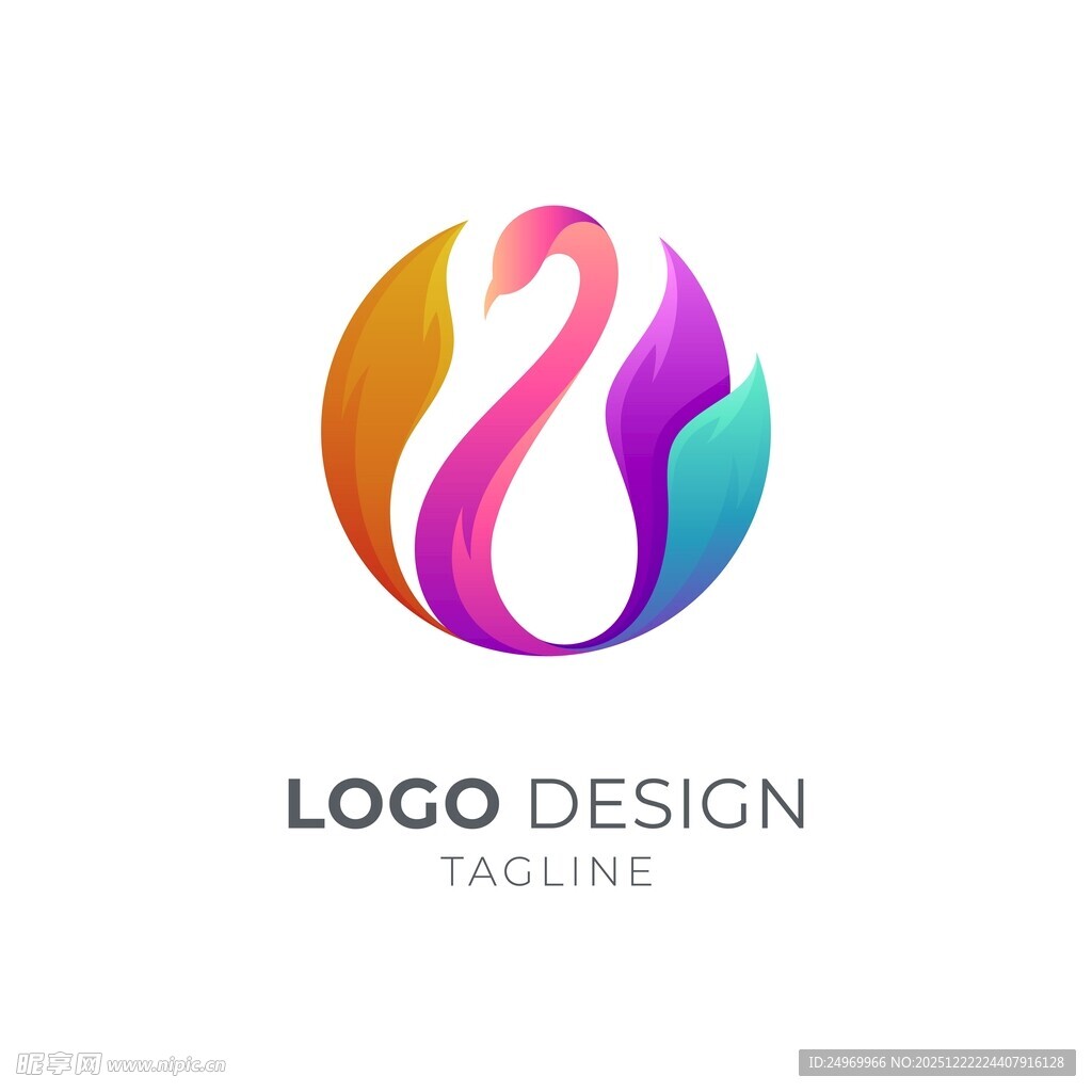 多彩火烈鸟标志设计