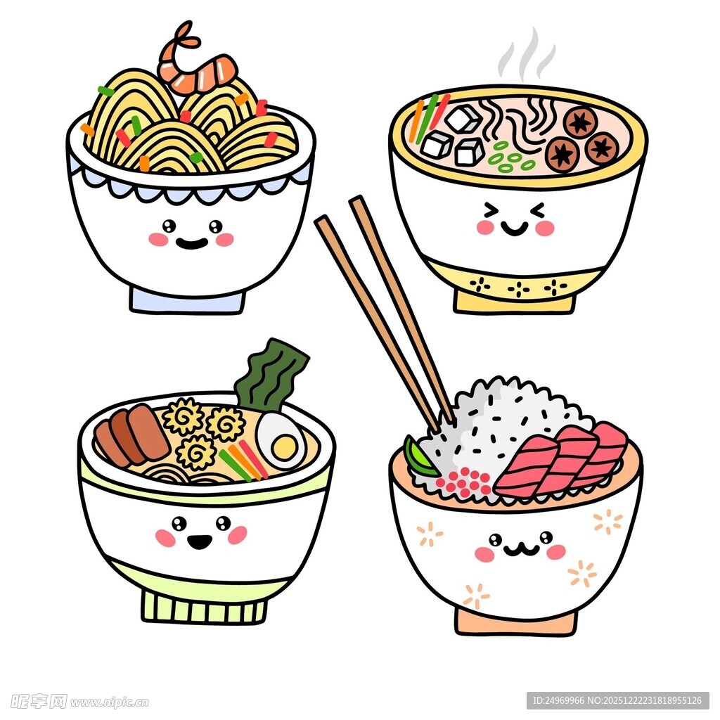 可爱卡通美食碗集合