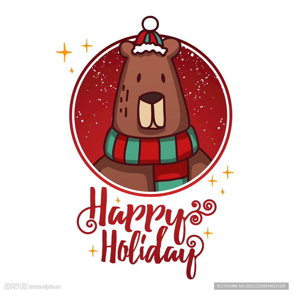 圣诞海獭贺节日