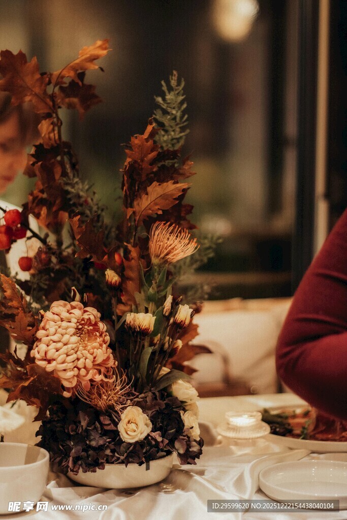 秋日餐桌花艺装饰摆件