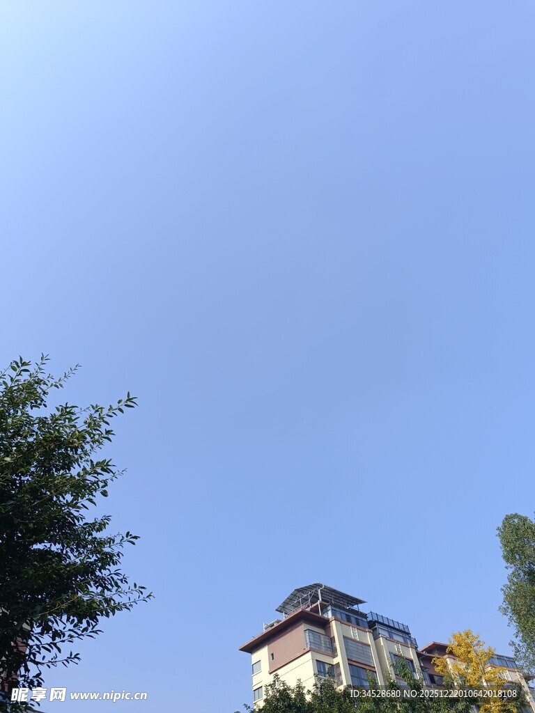 蓝天绿树旁的别致建筑