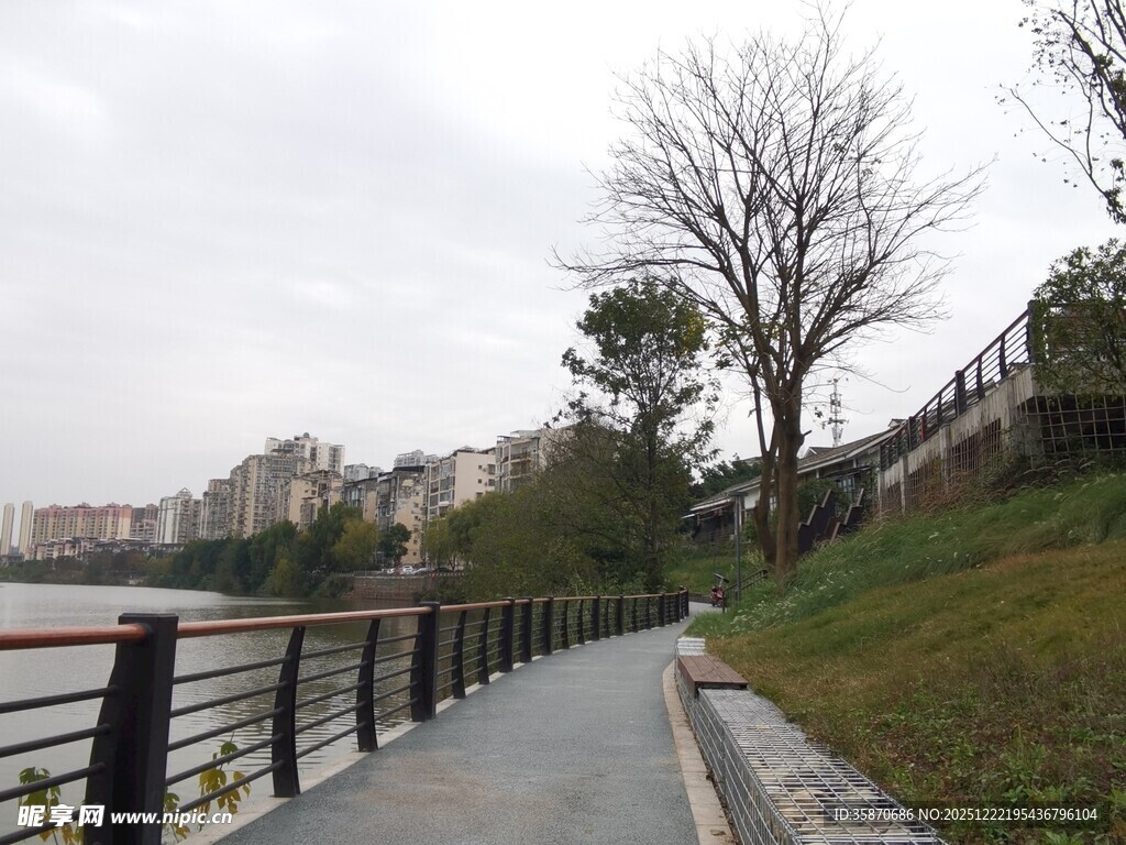 河边幽静步道风景