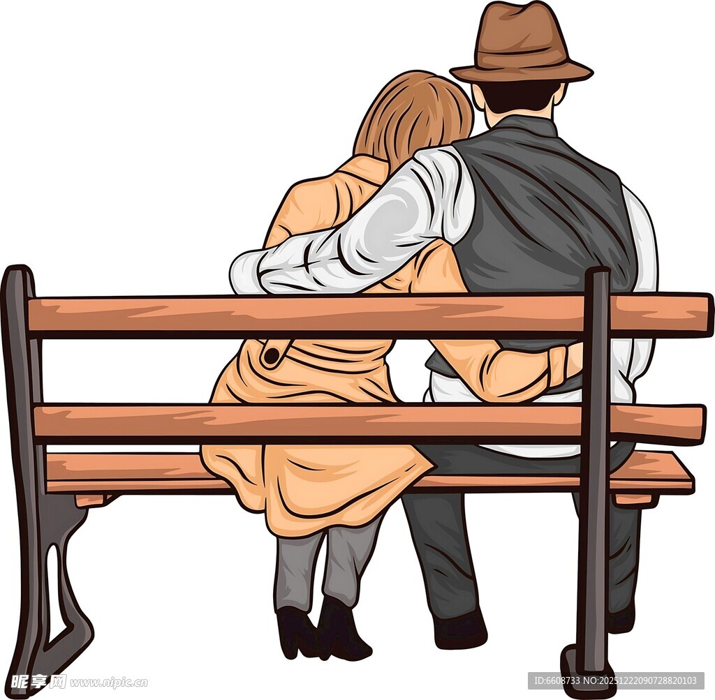 长椅上依偎的情侣