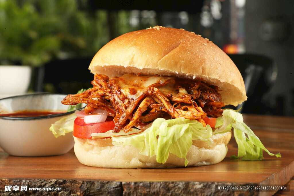 美味手撕猪肉汉堡