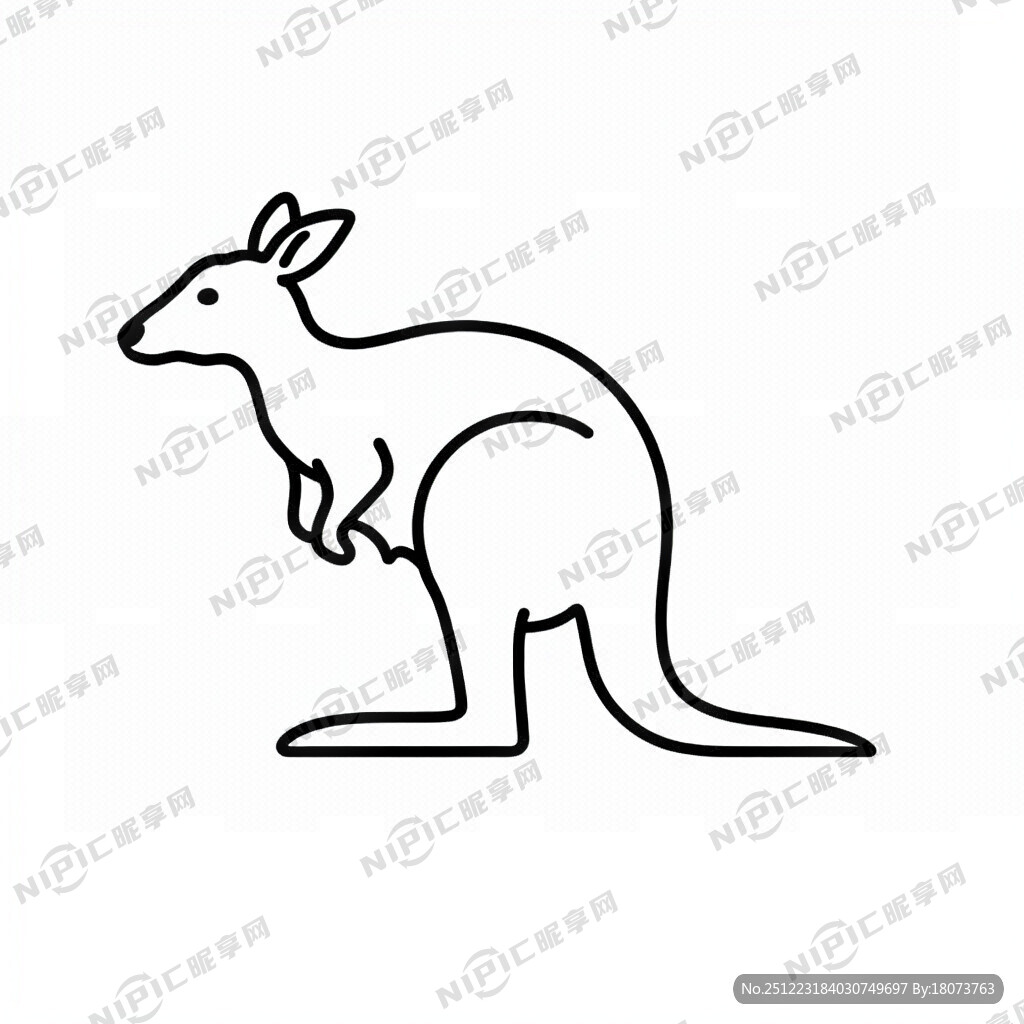 一笔画一个线条袋鼠logo