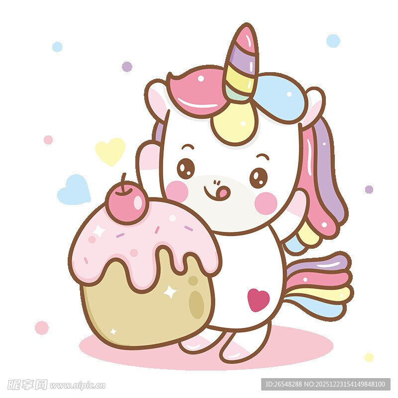 可爱独角兽与甜点