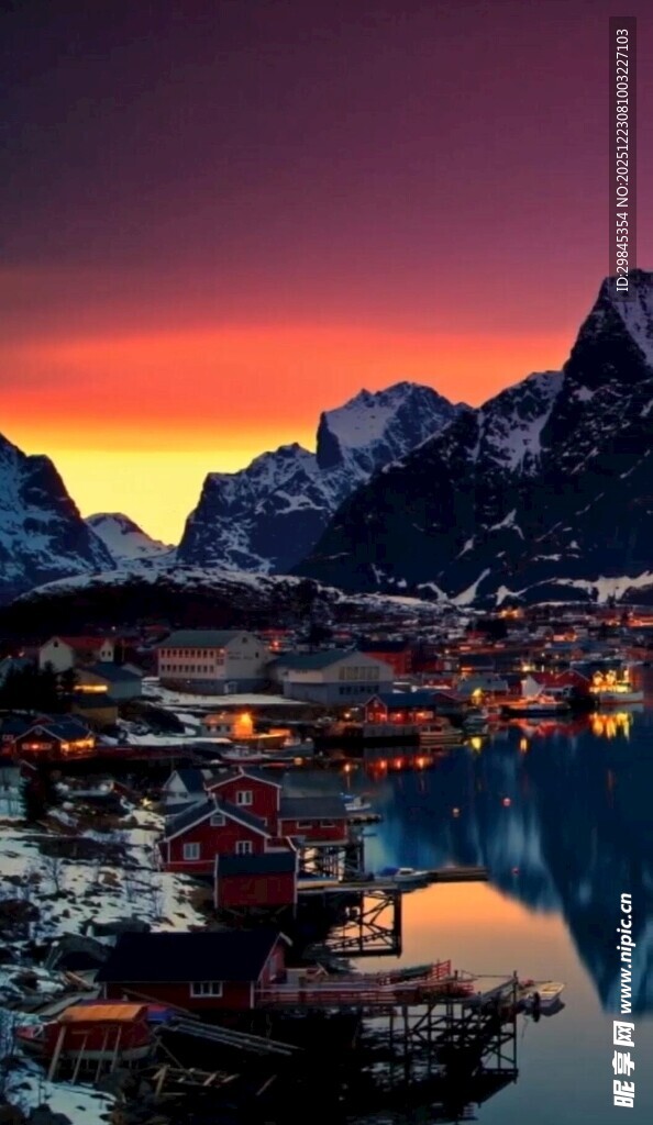 挪威峡湾绝美黄昏风光