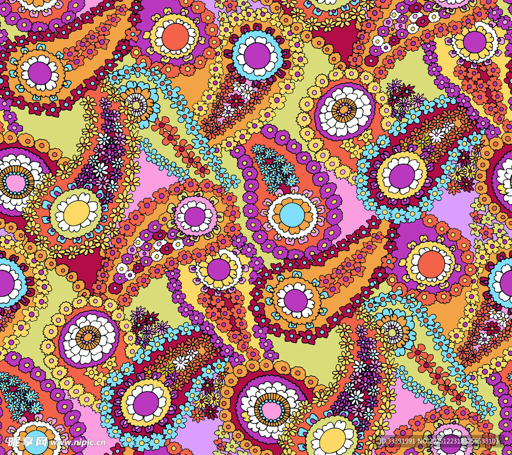 多彩民族风花纹图案