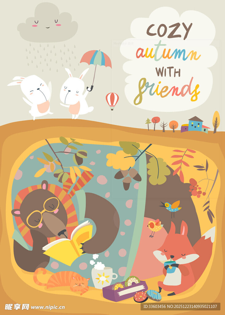 温馨儿童房装饰插画