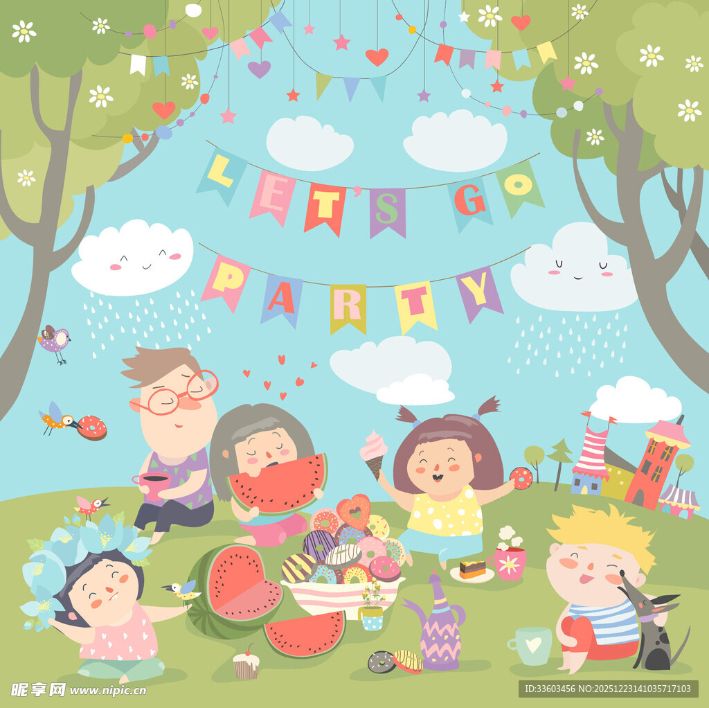 儿童户外欢乐野餐聚会