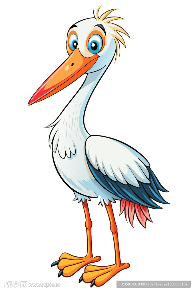可爱卡通白鹳形象