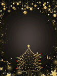 圣诞夜金色装饰圣诞树背景