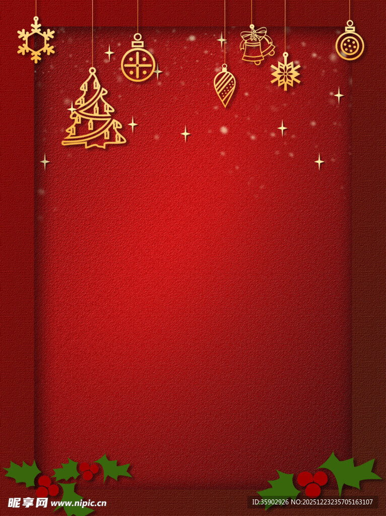 红色圣诞背景装饰图