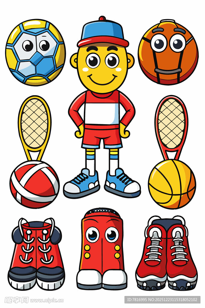 运动卡通形象与体育用品