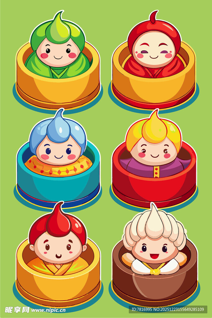 可爱卡通小和尚形象集合