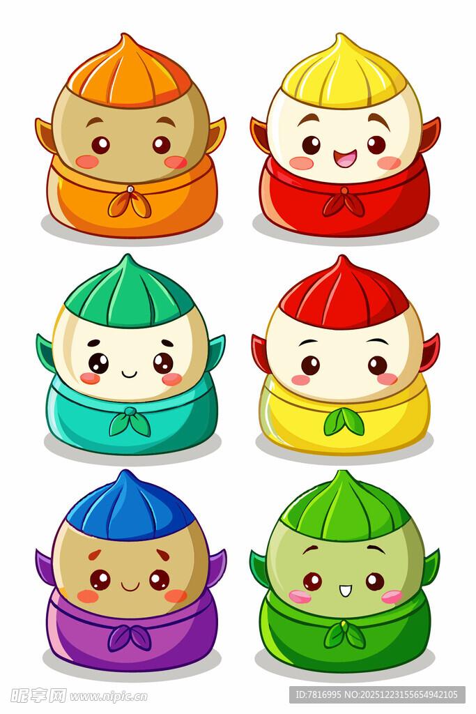 可爱多彩卡通粽子形象