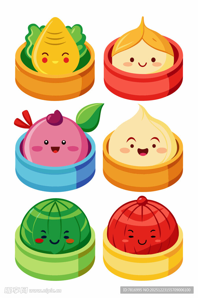 可爱卡通中式点心集合