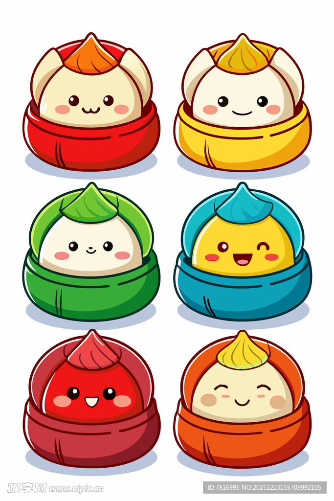 可爱多彩卡通包子形象