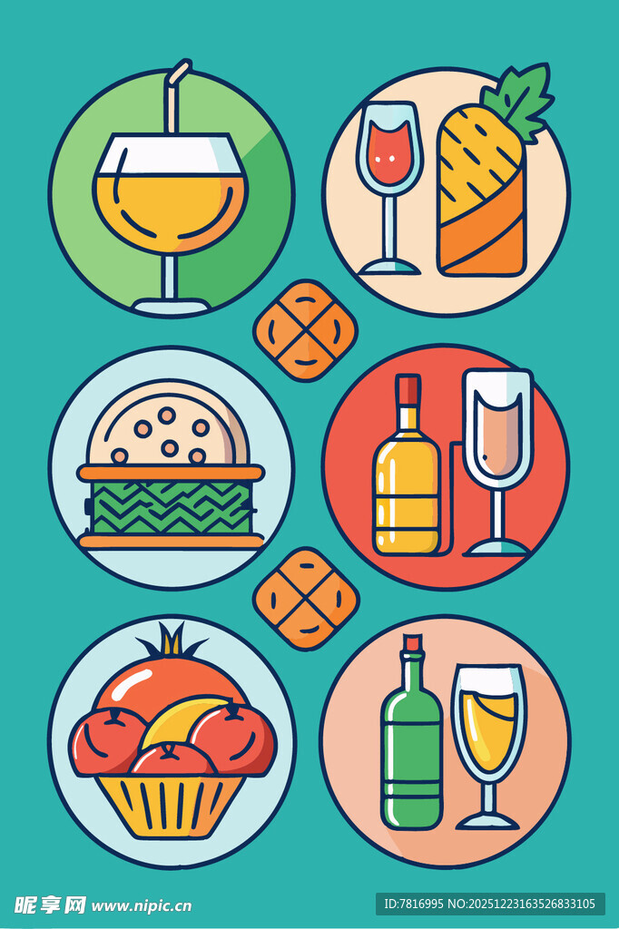 多样美食与饮品图标集