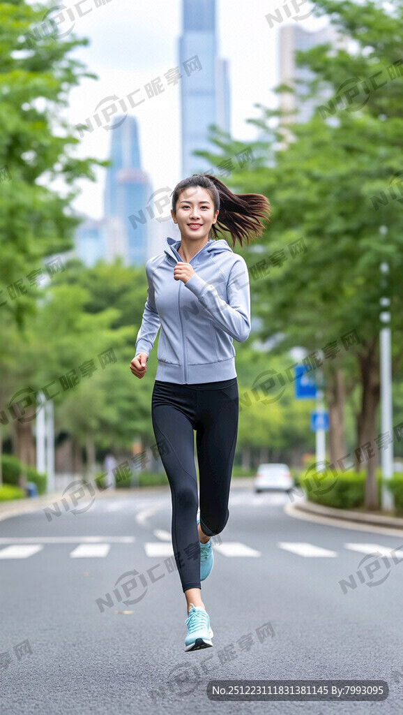 中国美女大跨步奔跑