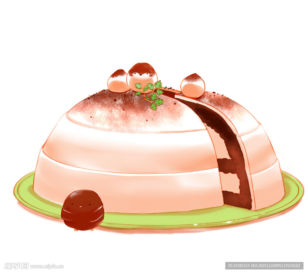 粉色可爱蛋糕插画