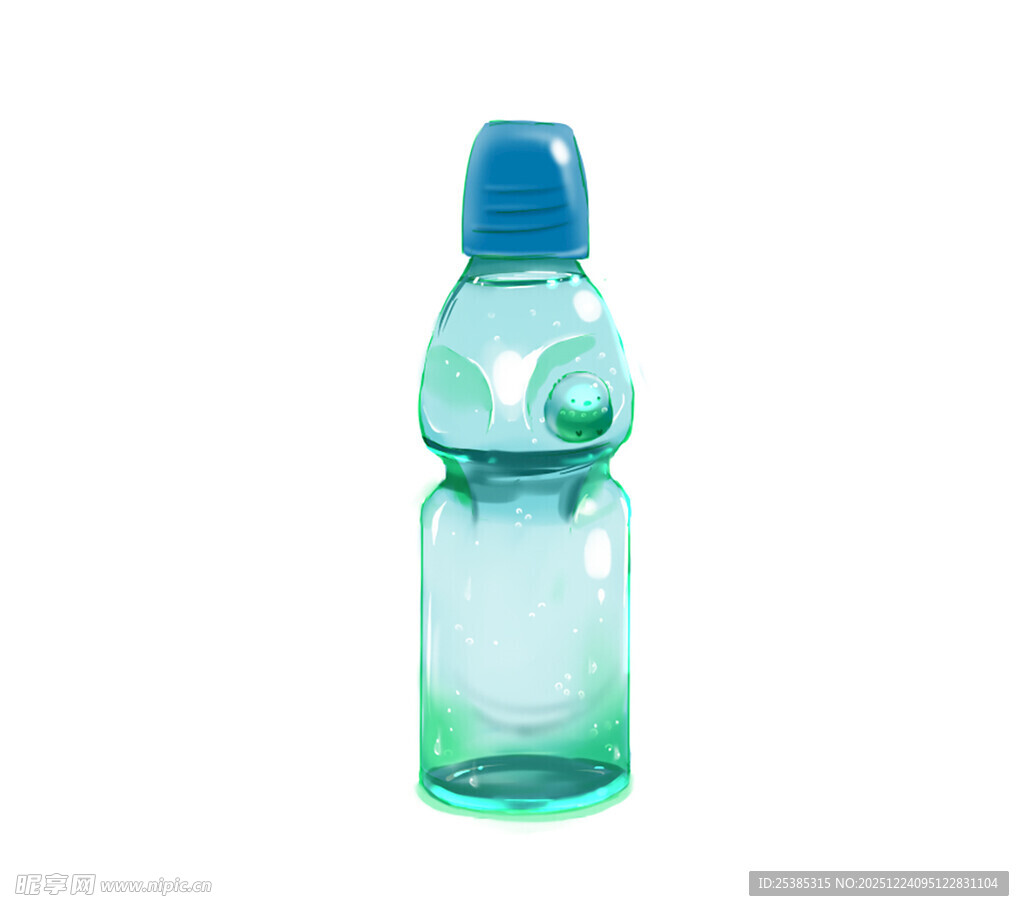 绿色透明异形小瓶子