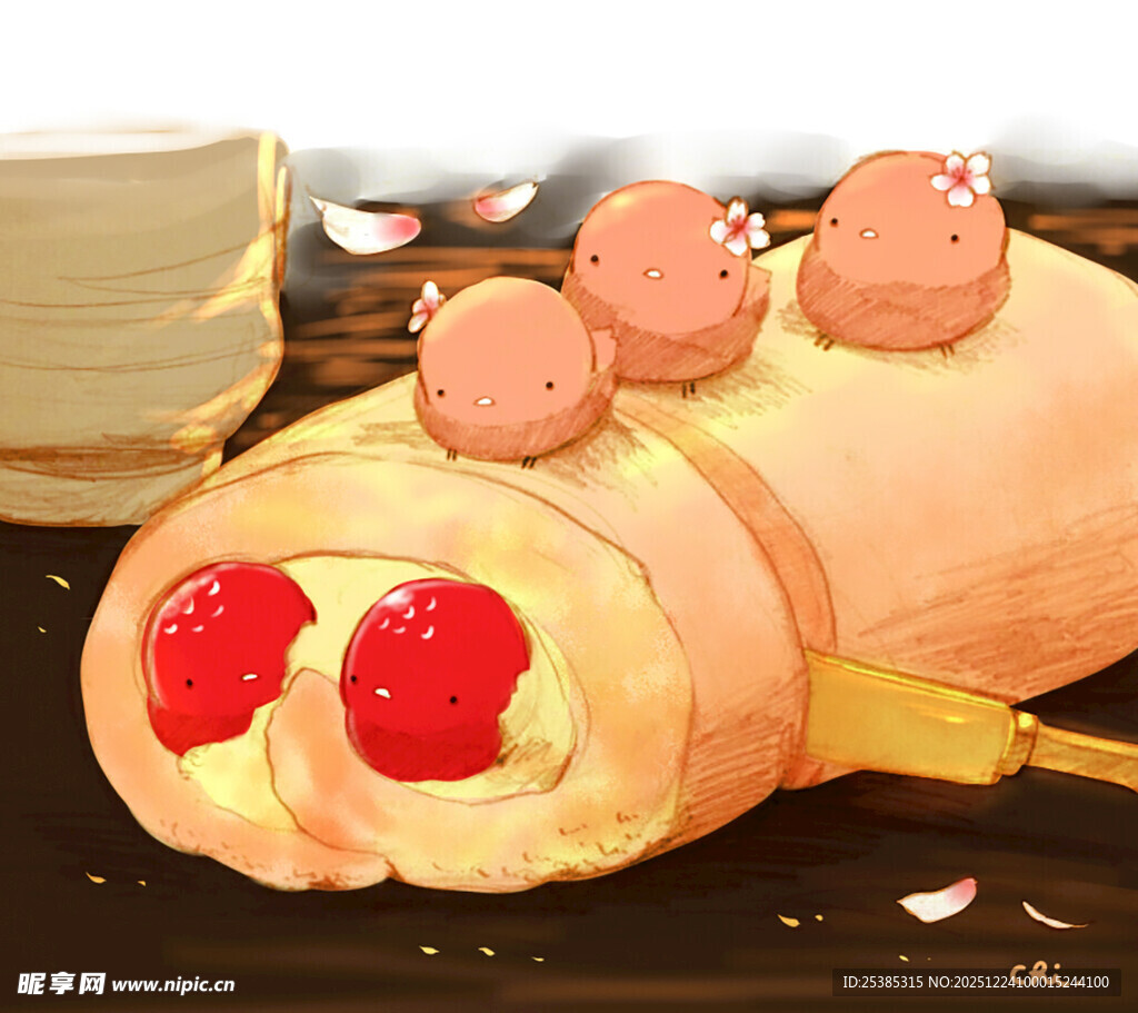 可爱草莓夹心蛋糕卷