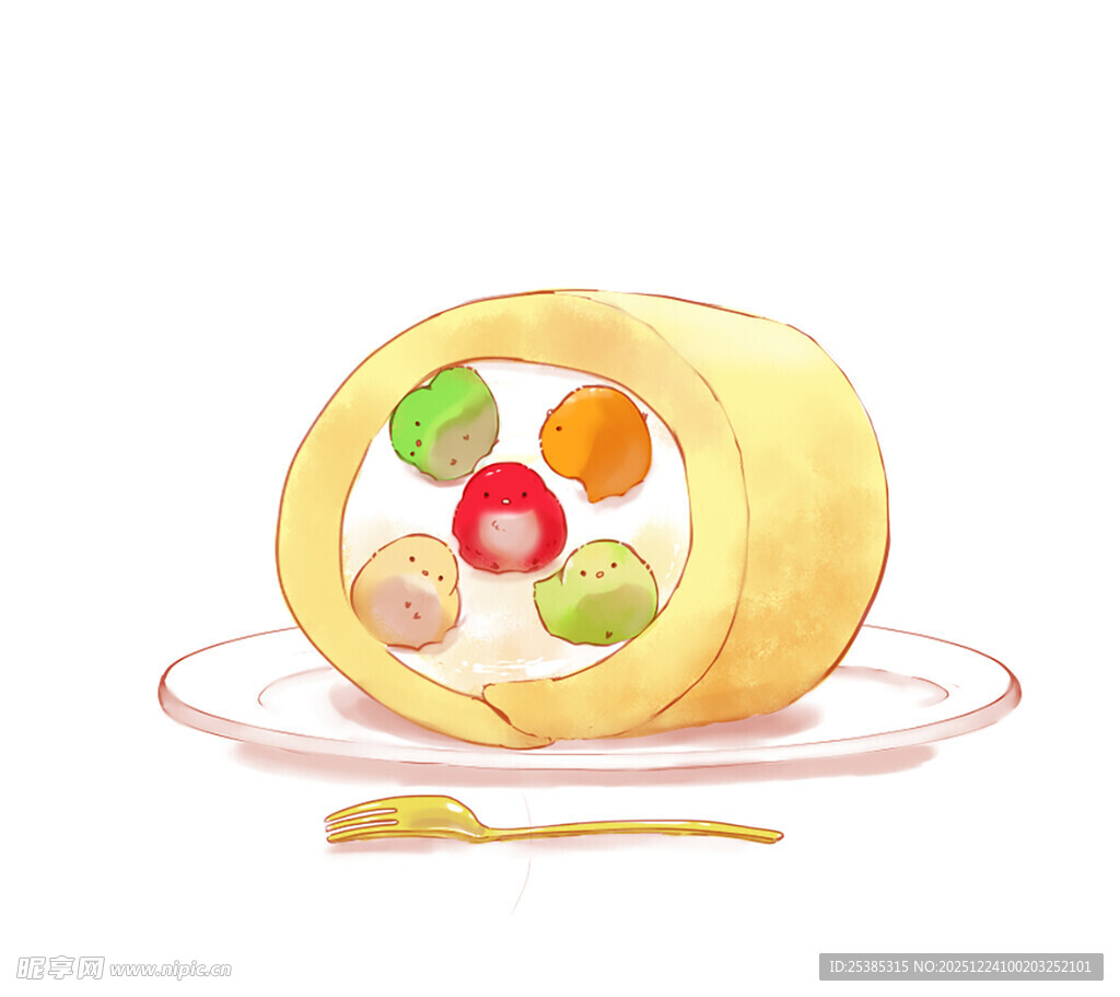 美味水果班戟插画