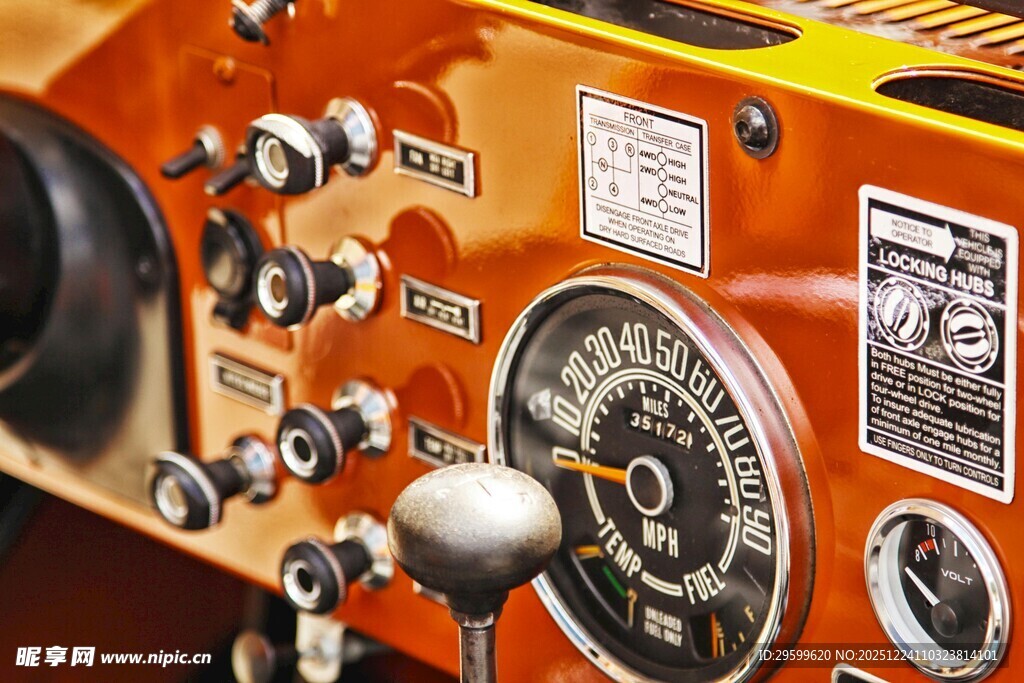 复古仪表盘特写