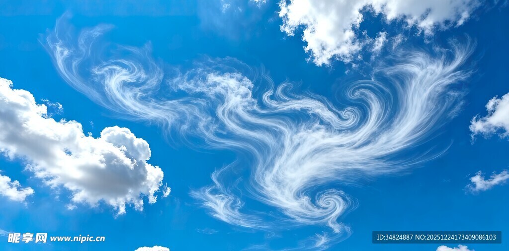 蓝天下的梦幻卷云