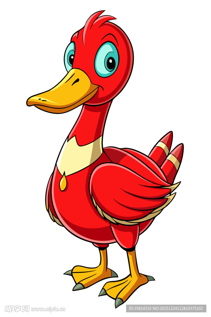 红色卡通鸭子形象