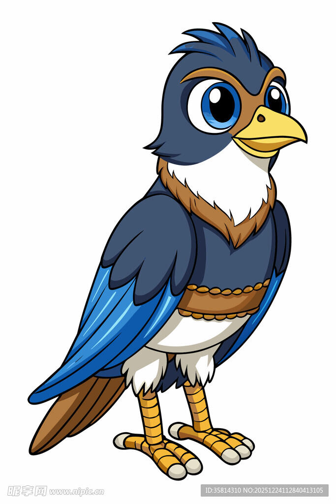 可爱蓝羽小鸟卡通形象